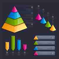 Vector gratuito paquete de elementos de infografía brillante realista