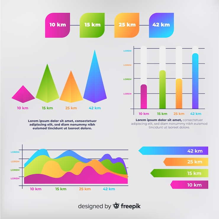 Vector gratuito paquete de elementos de infografía degradado