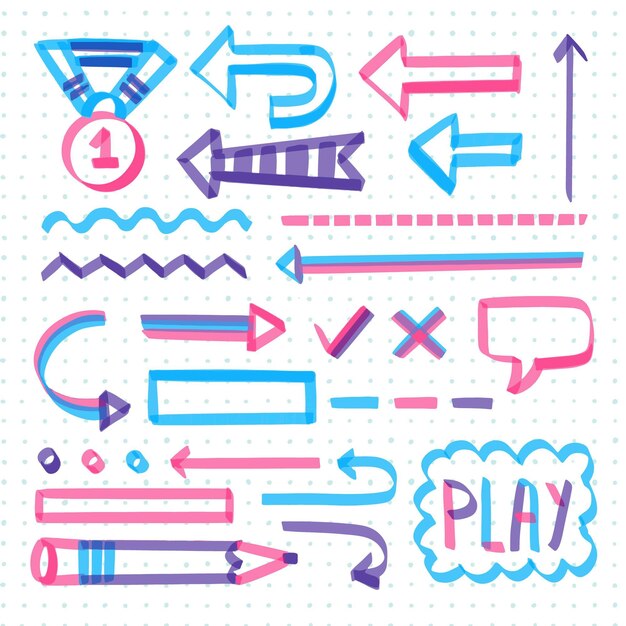 Paquete de elementos de infografía escolar con marcadores de colores