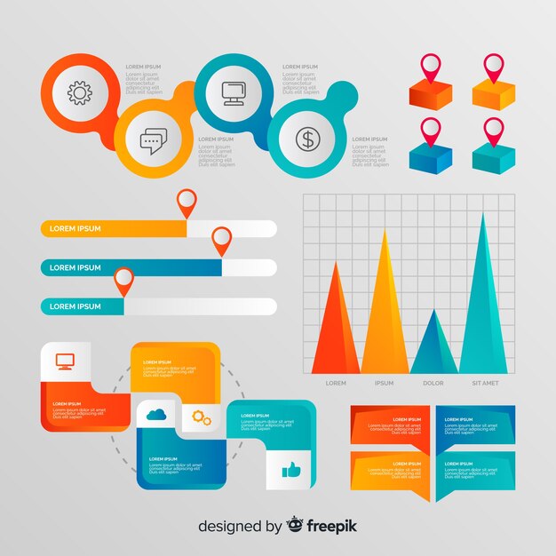Paquete de elementos de infografía geométrica para negocios