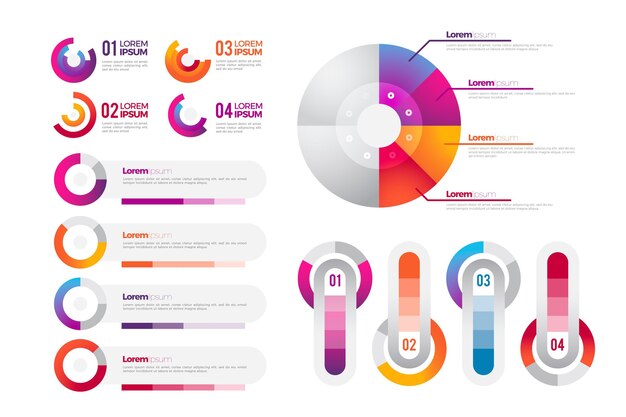 Paquete de elementos de infografía gradiente