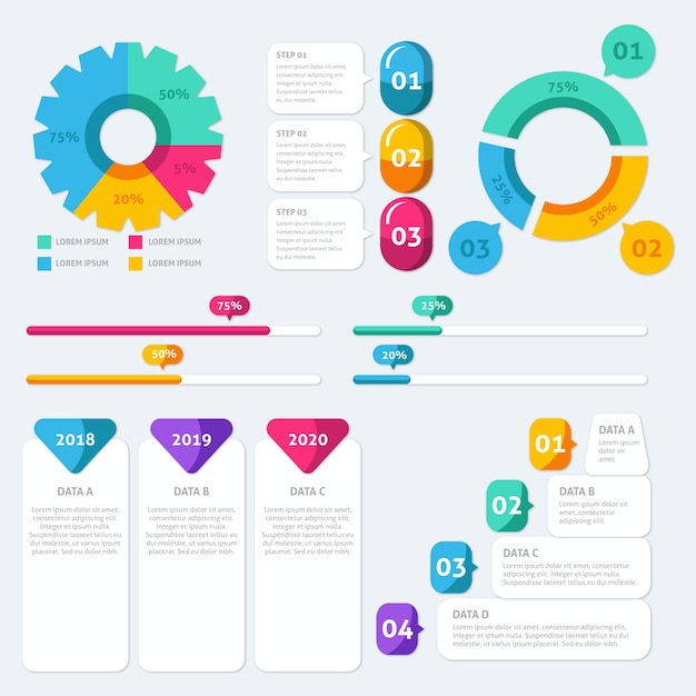 Paquete de elementos de infografía plana