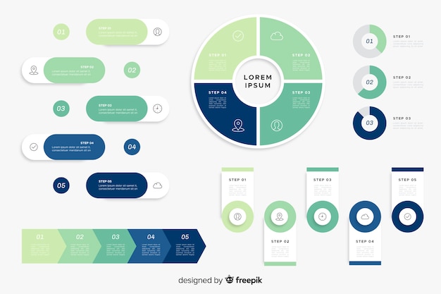 Paquete de elementos de infografía plana