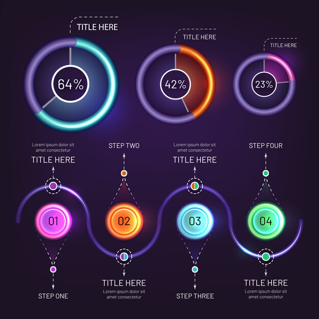 Paquete de elementos infográficos brillantes