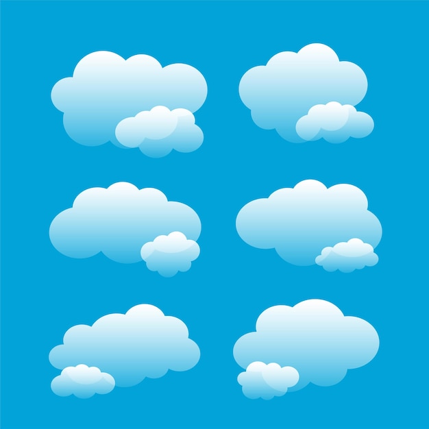 paquete de elementos de nubes lindas realistas para el espacio climático