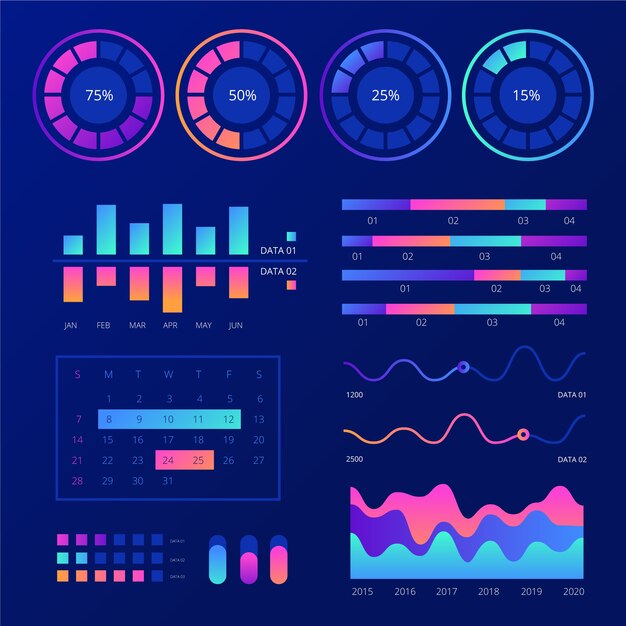 Paquete de elementos de plantilla de infografía del tablero