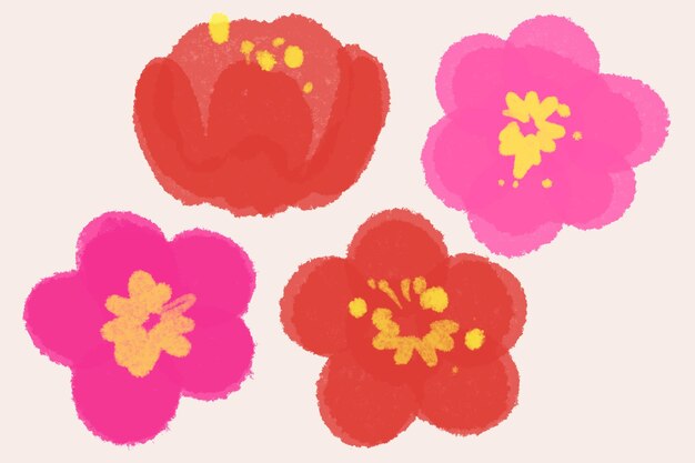 Paquete de elementos de vector de flores y flores orientales