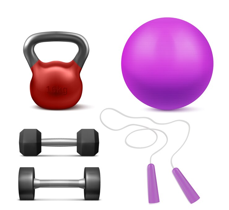 Vector gratuito paquete de equipamiento de fitness realista
