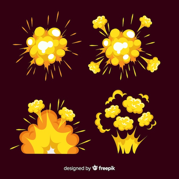 Paquete de estilo de dibujos animados de efectos de explosión
