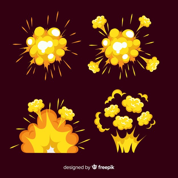 Paquete de estilo de dibujos animados de efectos de explosión