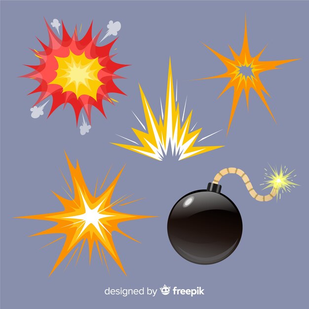 Paquete de estilo de dibujos animados de efectos de explosión