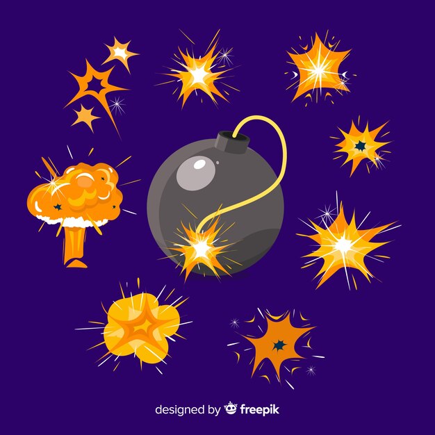 Paquete de estilo de dibujos animados de efectos de explosión