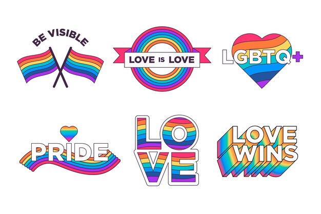 Paquete de etiquetas creativas del día del orgullo