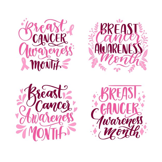 Paquete de etiquetas del mes de concientización sobre el cáncer de mama