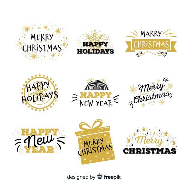 Paquete etiquetas navidad dibujadas a mano