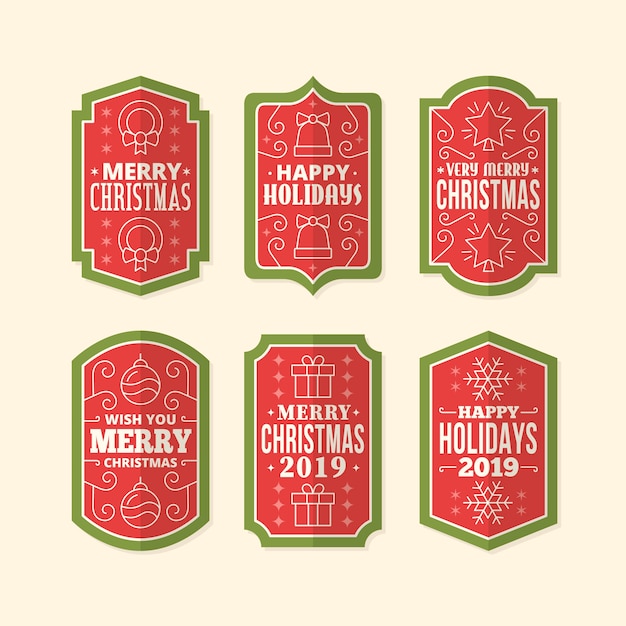 Vector gratuito paquete de etiquetas navideñas vintage