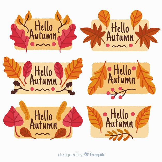 Paquete de etiquetas de otoño dibujadas a mano.