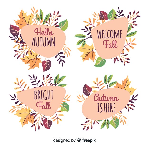 Paquete de etiquetas de otoño dibujadas a mano