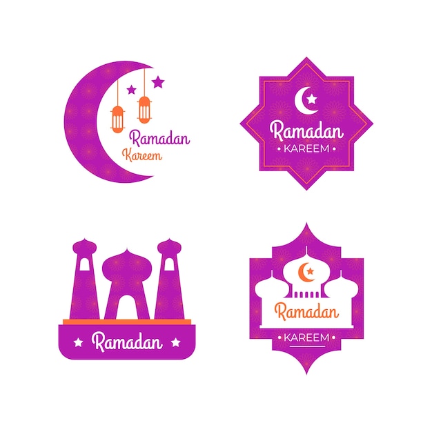 Paquete de etiquetas de ramadán de diseño plano