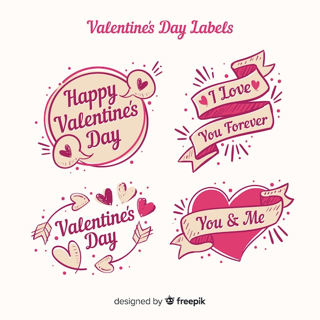 Vector gratuito paquete etiquetas san valentín