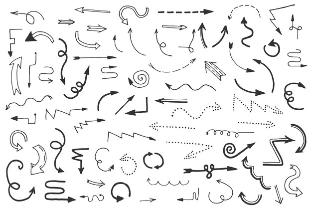 Paquete de flechas de diseño dibujado a mano