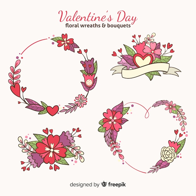 Vector gratuito paquete flores día de san valentín