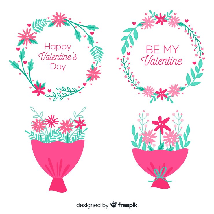 Vector gratuito paquete flores san valentín dibujado a mano