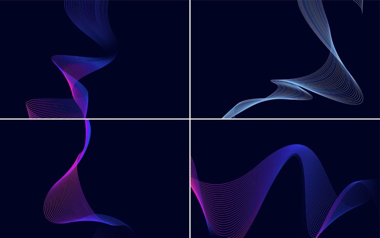 Vector gratuito paquete de fondo de presentación abstracta de curva de onda moderna