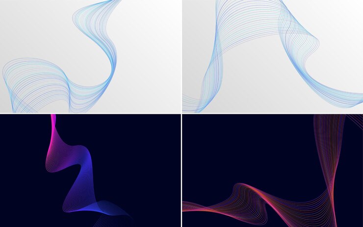 Vector gratuito paquete de fondo de presentación abstracta de curva de onda moderna
