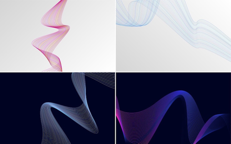 Vector gratuito paquete de fondo de presentación abstracta de curva de onda moderna