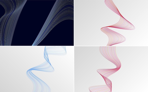 Paquete de fondo de vector abstracto de curva de onda moderna para un diseño único y llamativo
