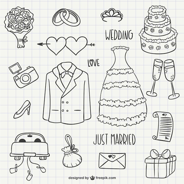 Paquete de garabatos de boda