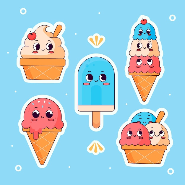 Vector gratuito paquete de helado de diseño plano