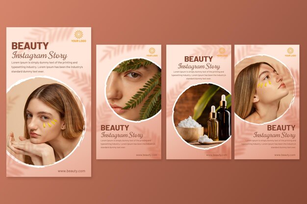 Paquete de historias de instagram de belleza degradada