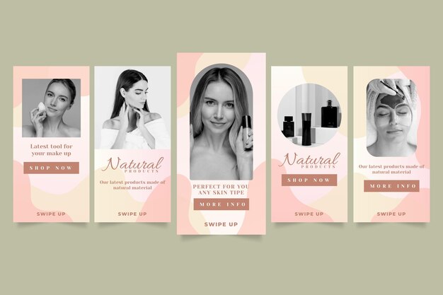 Paquete de historias de instagram de belleza degradada