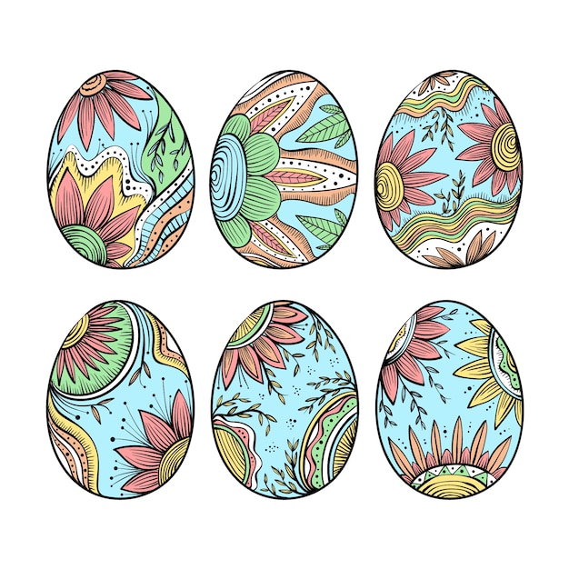 Vector gratuito paquete de huevos de pascua dibujados a mano