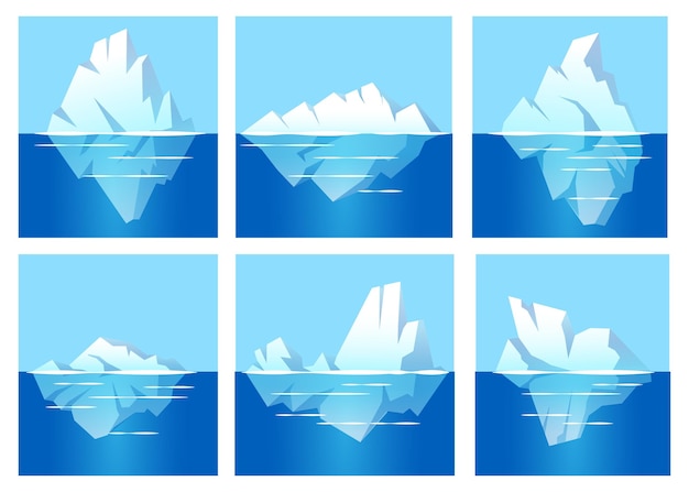 Vector gratuito paquete de iceberg de diseño plano