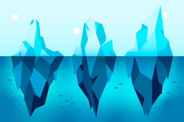 Paquete de iceberg de ilustración de diseño plano