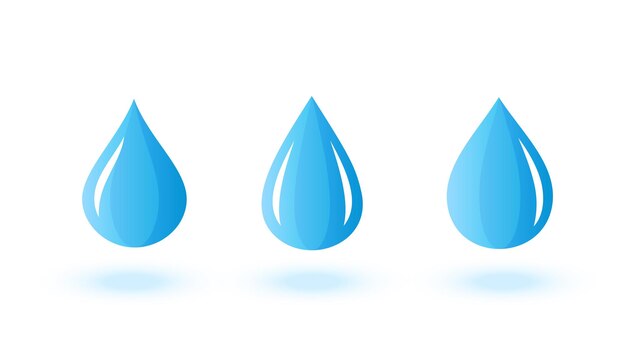 paquete de icono de gotas de agua azul sobre fondo blanco