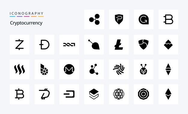 Paquete de iconos de 25 glifos sólidos de criptomonedas