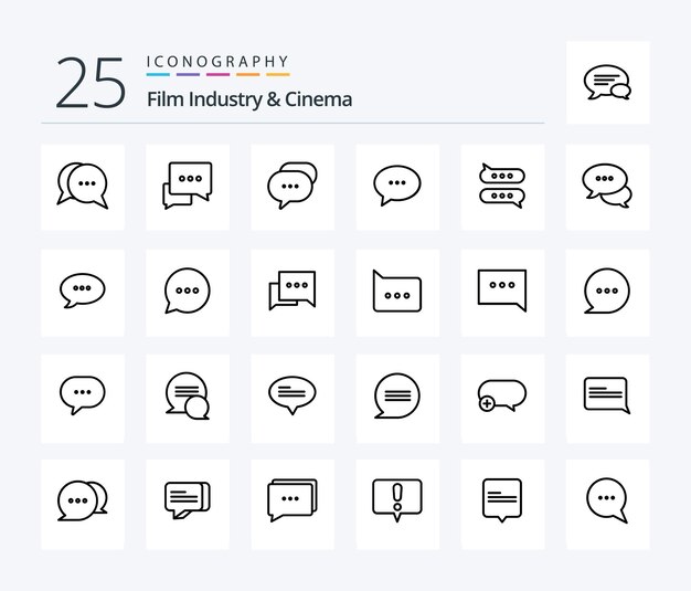 Paquete de iconos de 25 líneas de Cenima que incluye comentarios de burbuja de burbuja de chat de mensajes