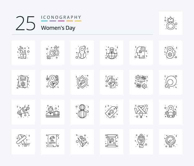 Vector gratuito paquete de íconos de 25 líneas del día de la mujer que incluye feminismo homófilo mundo femenino en alta mar