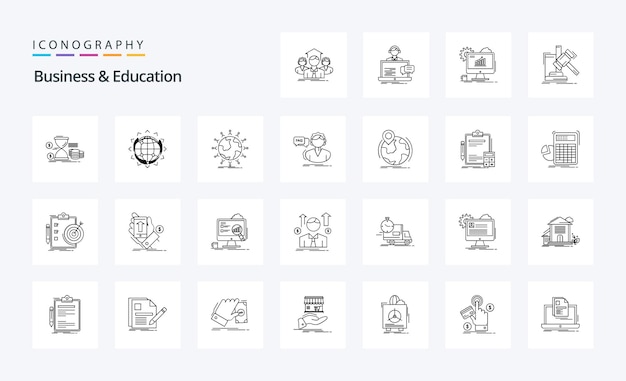 Vector gratuito paquete de iconos de 25 líneas de negocios y educación