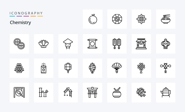 Paquete de iconos de 25 líneas químicas