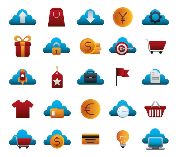 Vector gratuito paquete de iconos coloridos set de negocios