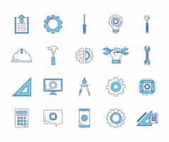 Vector gratuito paquete de iconos de conjunto de ingeniería