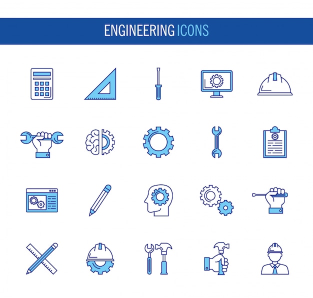 Paquete de iconos de conjunto de ingeniería