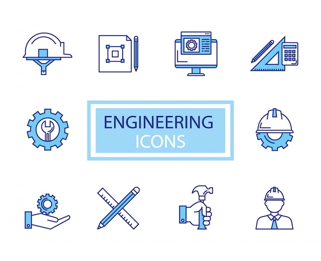 Paquete de iconos de conjunto de ingeniería