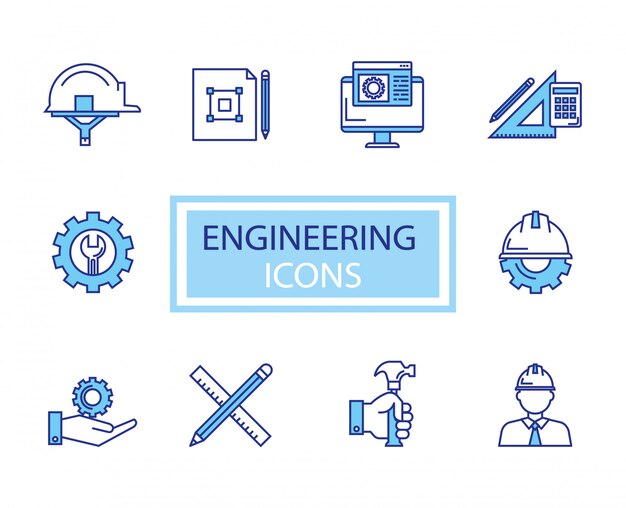 Paquete de iconos de conjunto de ingeniería