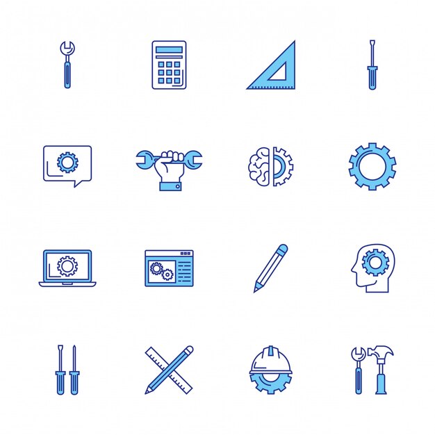 Paquete de iconos de conjunto de ingeniería